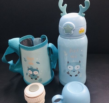 2 in 1 kids thermos + water bottle with straw
