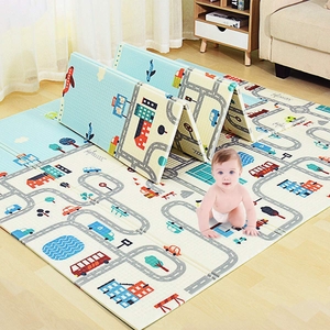 fold-able playmat both side print portable activity crawling mat- large