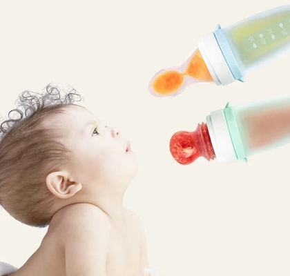 squeeze silicone spoon feeding bottle and fruits feeder
