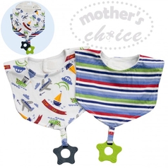 2 Pack Printed Bandana Bib With Teether