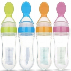 Mumlove Baby Silicone Squeeze Feeding Bottle With Spoon Food Rice Cereal Feeder A1380-2