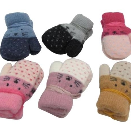 Woolen Soft Baby Gloves-Cat