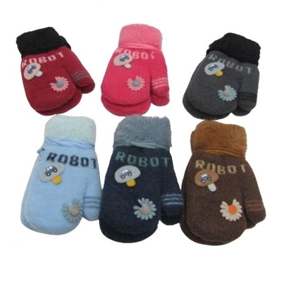 Woolen Soft Baby Gloves-Robot