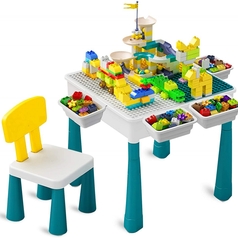 7 In 1 Multi Kids Activity Table Set With 1 Chair And Blocks