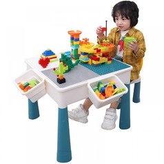 7 In 1 Multi Kids Activity Table Set With 1 Chair And Blocks