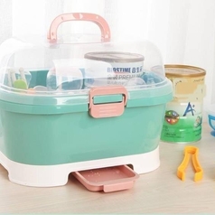 Portable Milk Bottle Storage Box With Lid Dustproof Drying Shelf