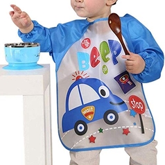 Washable Waterproof Baby Feeding Apron Bib Full Sleeves