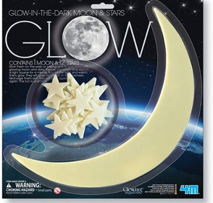 4m glow in the dark large moon and stars