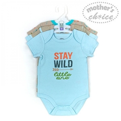 3 Pack Short Sleeves Bodysuits - Stay Wild Little One Sku: It2816