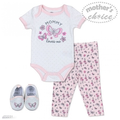 3 Pc Set Of Bodysuit, Leggings And Shoes Sku: It2231 Mother's Choice