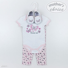 3 Pc Set Of Bodysuit, Leggings And Shoes Sku: It2231 Mother's Choice