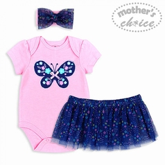 Mother's Choice 3 Pc Set Of Bodysuit, Tutu Skirt And Headband Sku: It2315