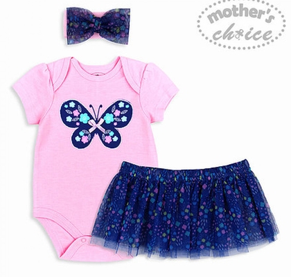 Mother's Choice 3 Pc Set Of Bodysuit, Tutu Skirt And Headband Sku: It2315