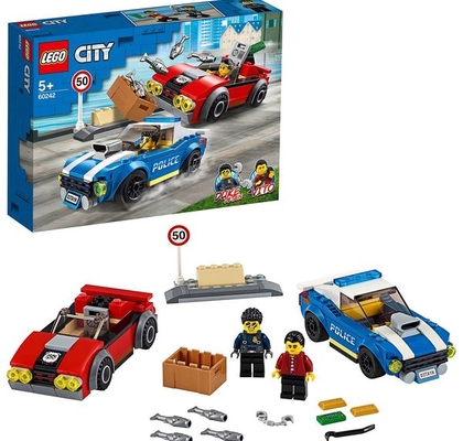 city police highway arrest with 2 car toys, adventure chase building set