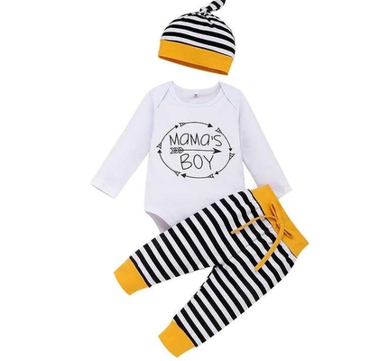 baby boys' layette clothing set bodysuit pants with hat