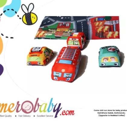 Baby Play Mat Set With Cartoon Soft Vehicles Toy