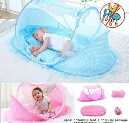 big size mosquito net portable folding baby bed  + mattress + pillow