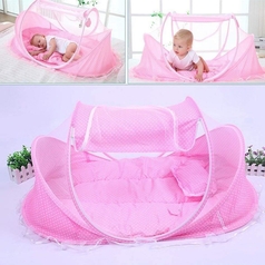 Big Size Mosquito Net Portable Folding Baby Bed  + Mattress + Pillow