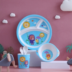 5pcs Bamboo Fiber Baby Tableware Set