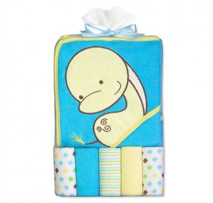 mother's choice hooded towel with 5 face-cloths it7819