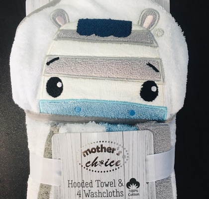 mother's choice hooded towel & 4 washcloths